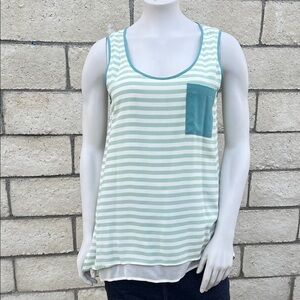 Gold Hawk Striped Mint Scoop Neck Tank with Pocket - Women